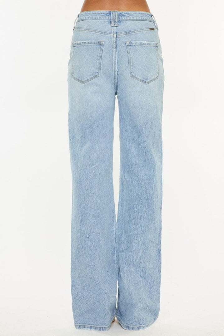 Kancan Distressed High Waist Straight Jeans - Bottoms