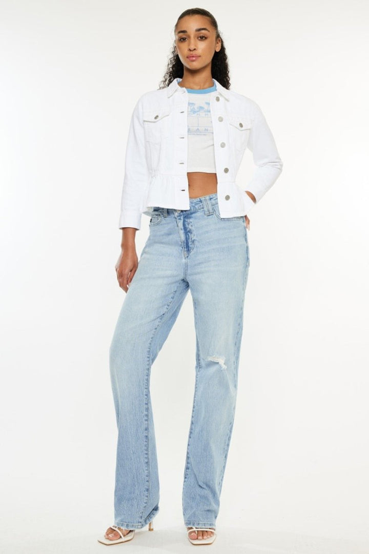 Kancan Distressed High Waist Straight Jeans - Bottoms