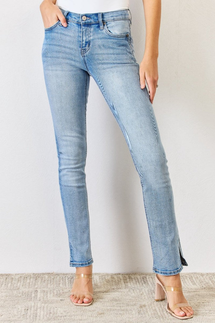 Kancan Full Size Mid Rise Y2K Slit Bootcut Jeans - Bottoms Sale