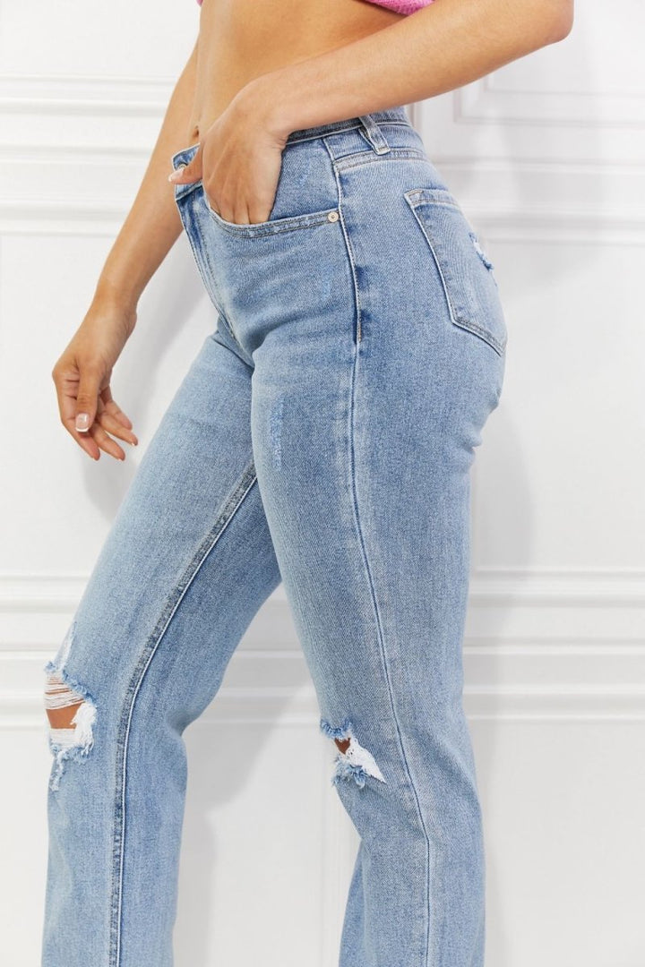 Kancan High Rise Distressed Slim Straight Jeans - Bottoms Sale
