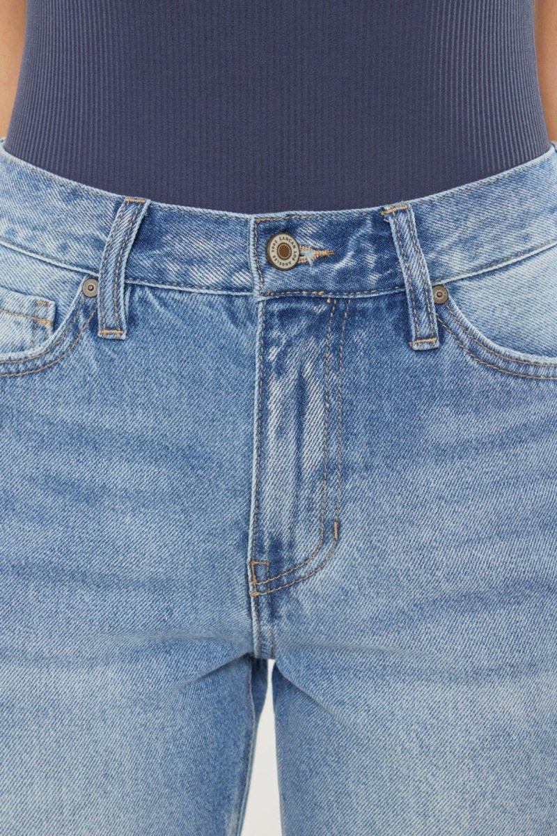 Kancan High Waist Chewed Up Straight Mom Jeans - Bottoms Sale
