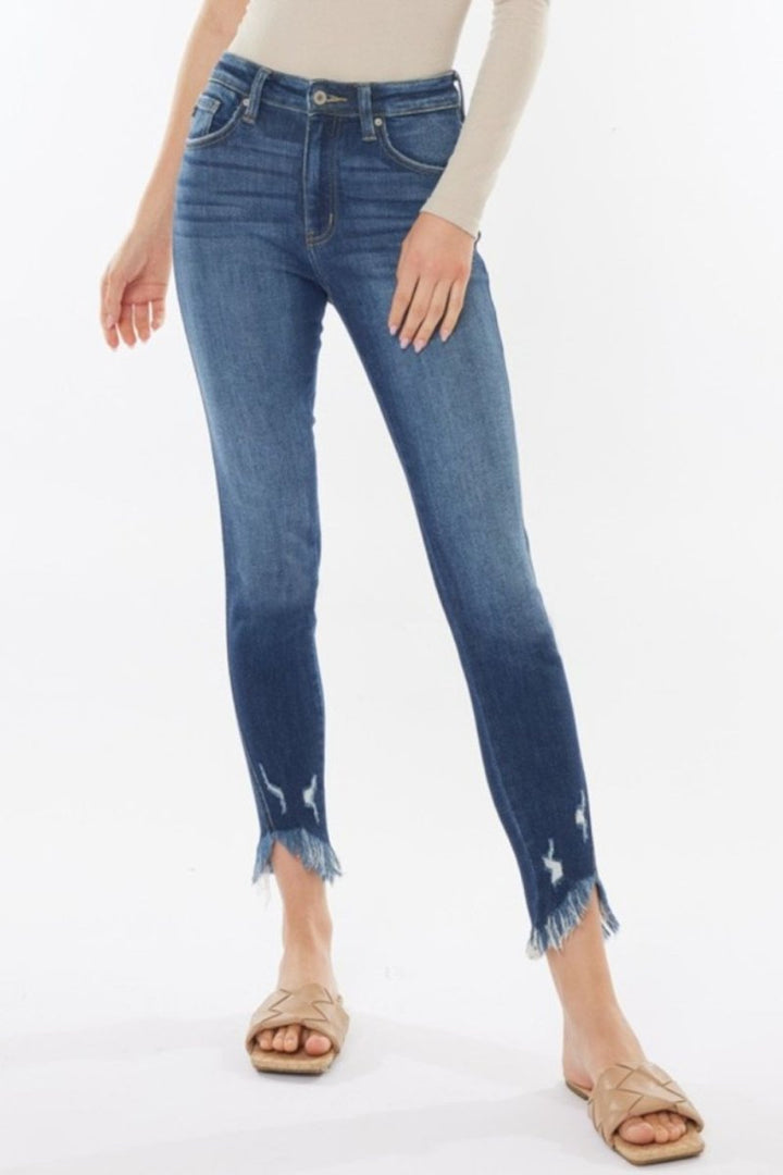 Kancan Raw Hem High Waist Cropped Jeans - Bottoms Sale