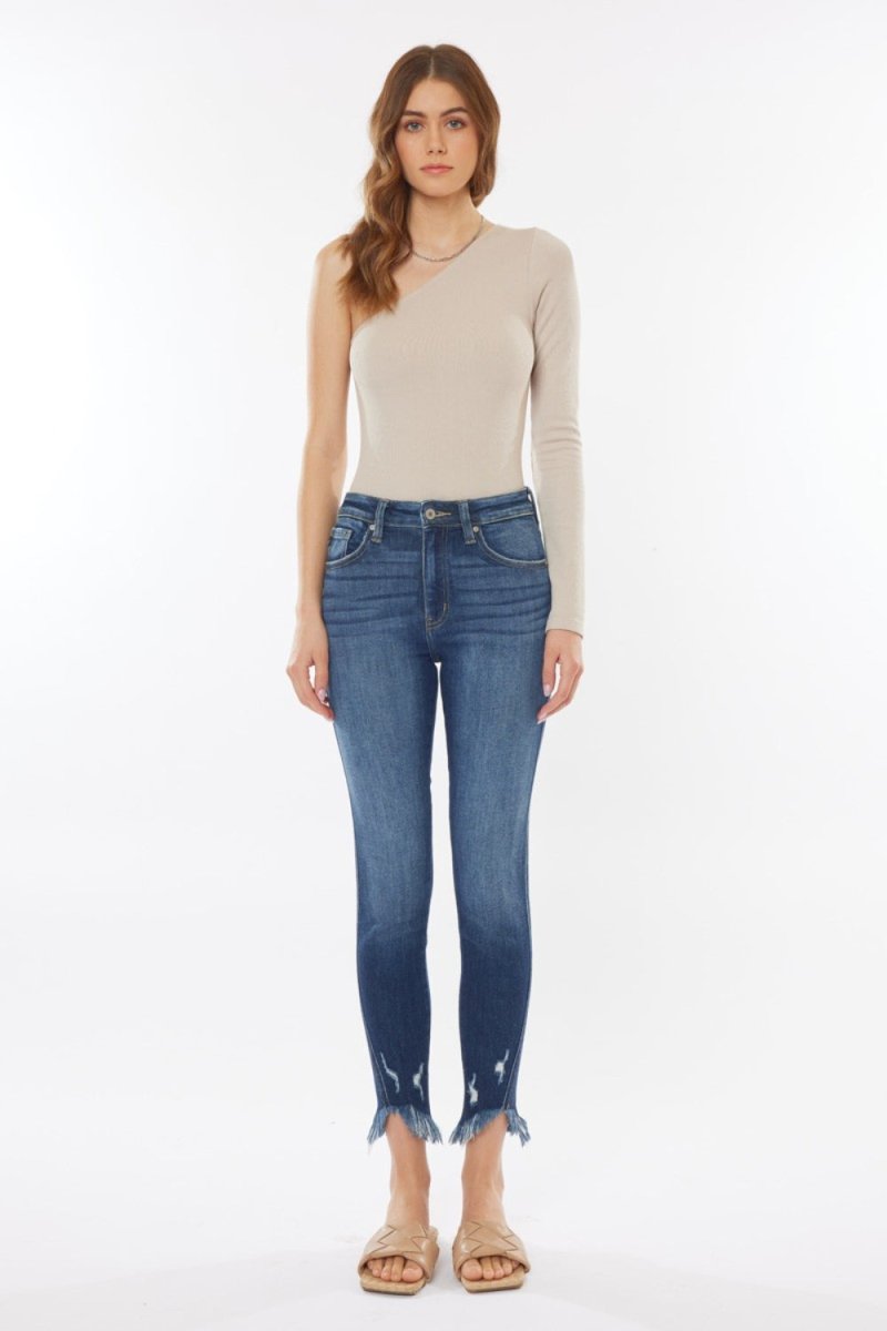 Kancan Raw Hem High Waist Cropped Jeans - Bottoms Sale