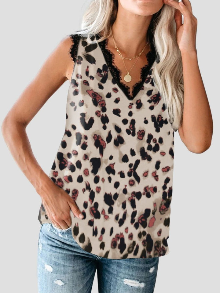 Lace Detail V - Neck Tank - Top