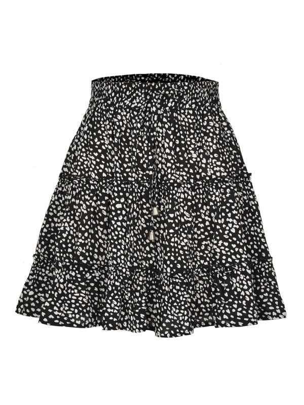 Ladies High Waist Ruffled Floral Printed A - Line Skirt - Bottoms