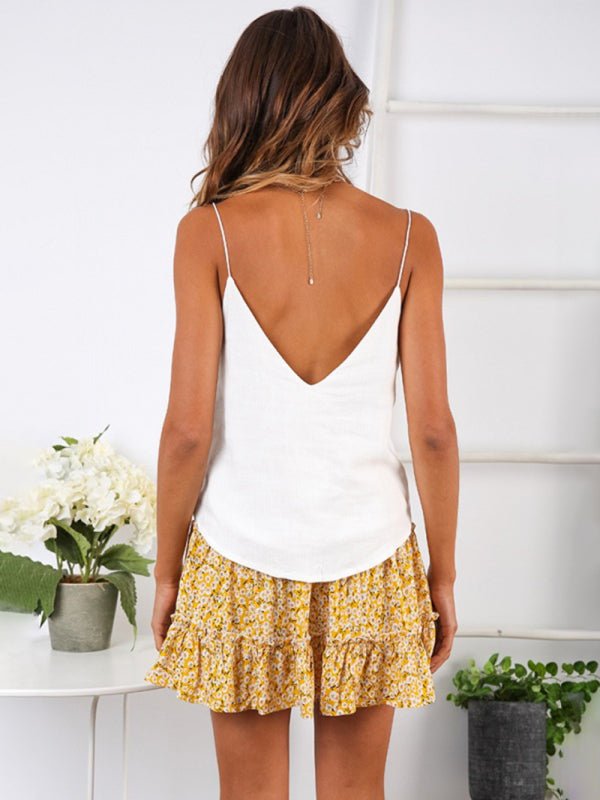 Ladies High Waist Ruffled Floral Printed A - Line Skirt - Bottoms
