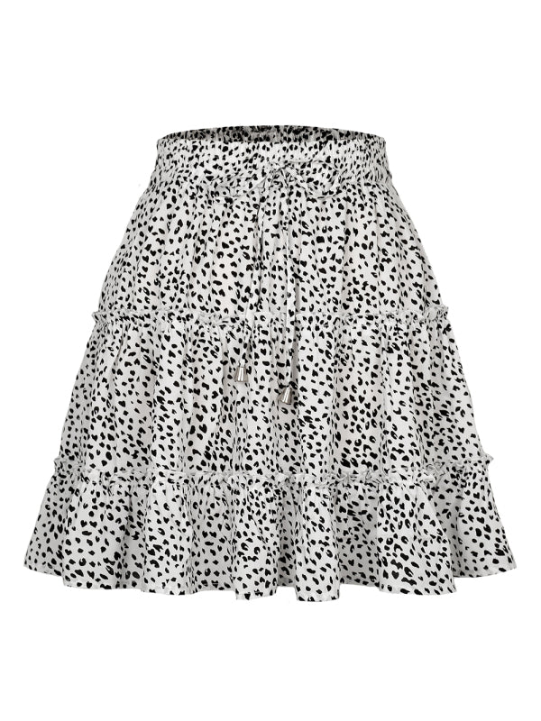 Ladies High Waist Ruffled Floral Printed A - Line Skirt - Bottoms