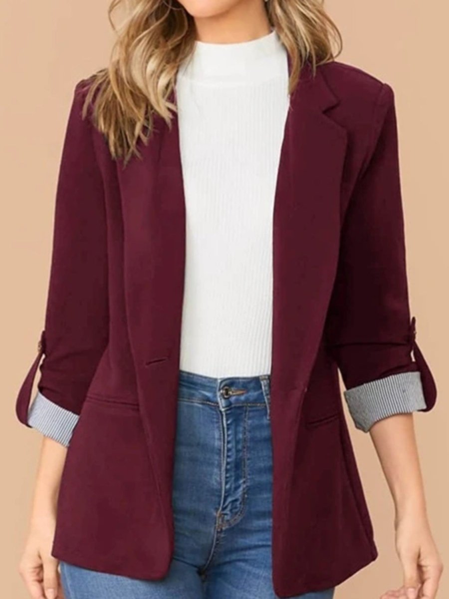 Lapel Collar Roll - Tab Sleeve Blazer - Blazer Suit