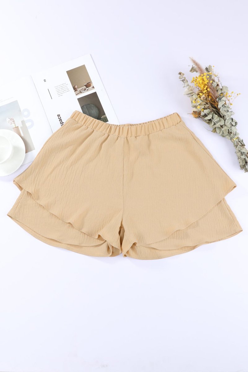 Layered Elastic Waist Shorts - Bottoms