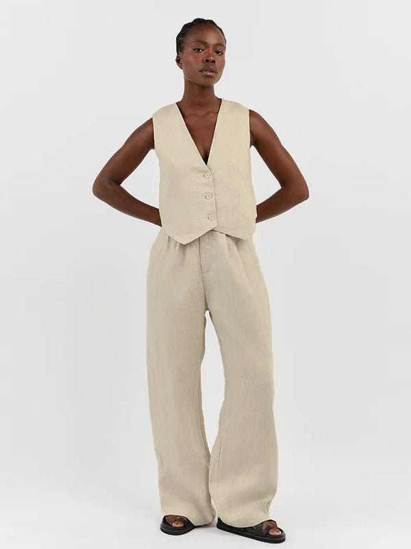 New casual and fashionable sleeveless vest, vest and trousers two - piece set - Pant Suit