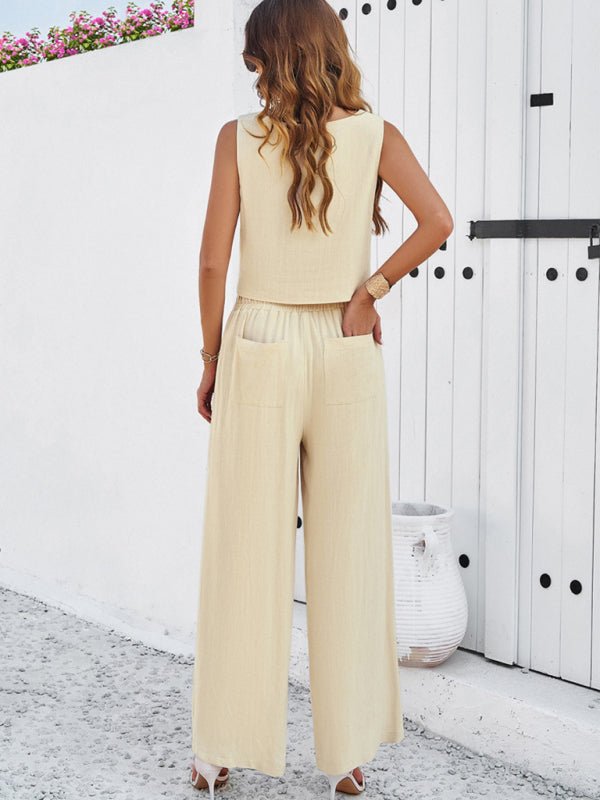 New casual sleeveless vest + trousers suit - Pant Suit