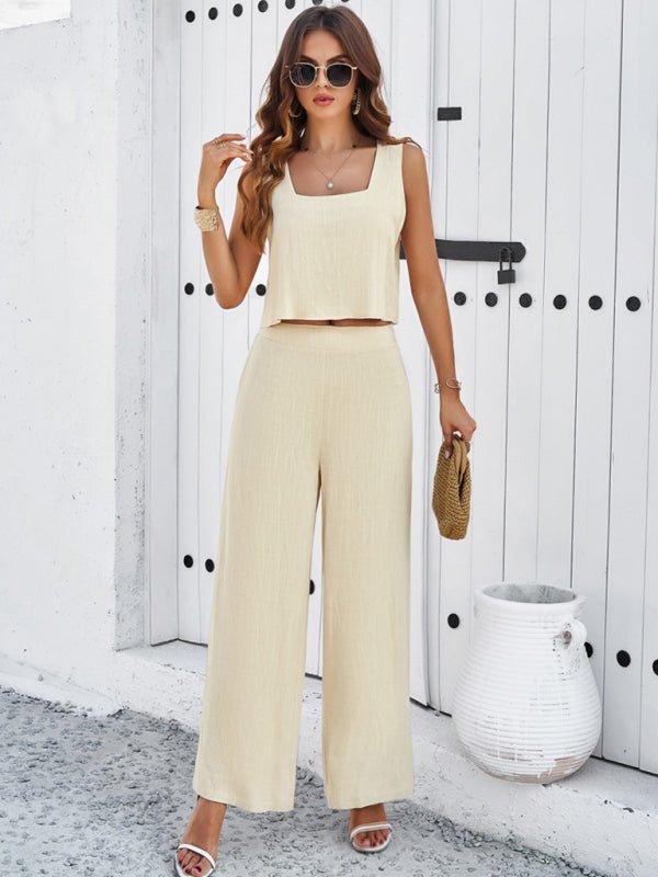 New casual sleeveless vest + trousers suit - Pant Suit