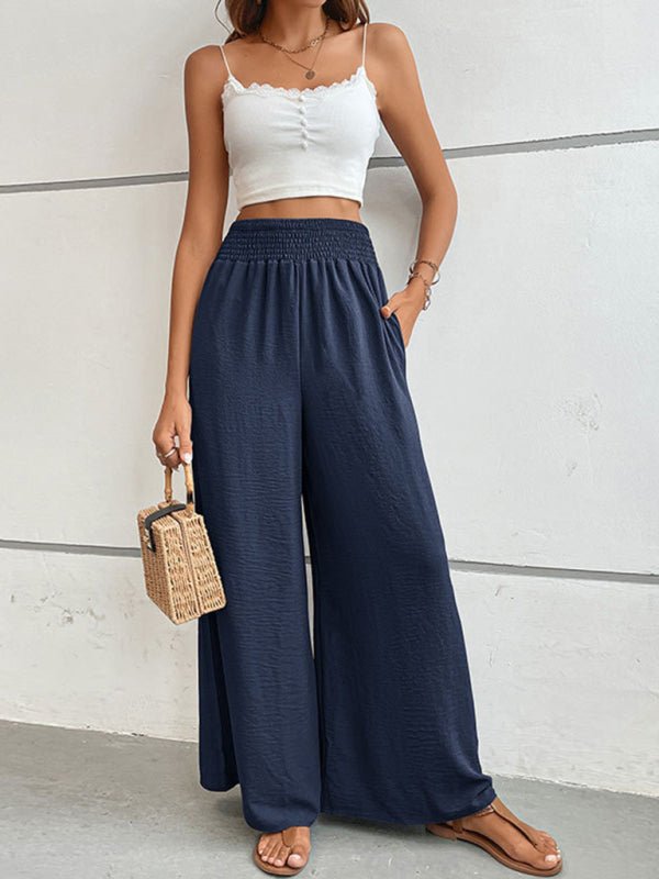 New casual solid color flared wide - leg pants - Bottoms