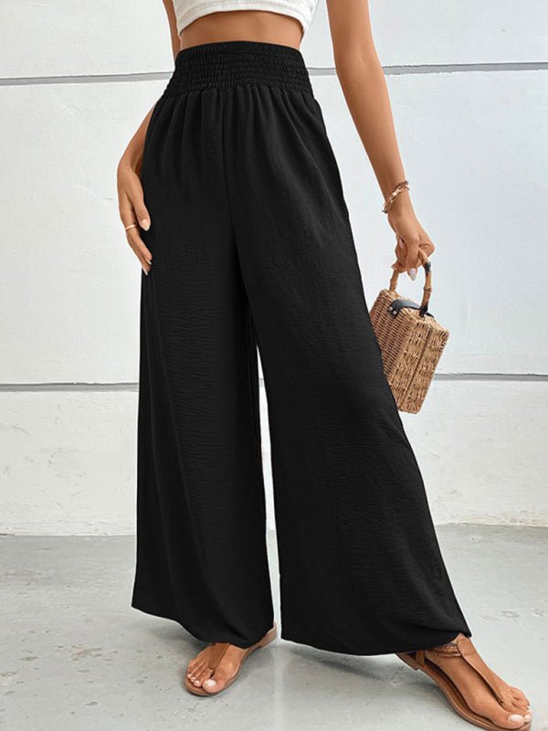 New casual solid color flared wide - leg pants - Bottoms