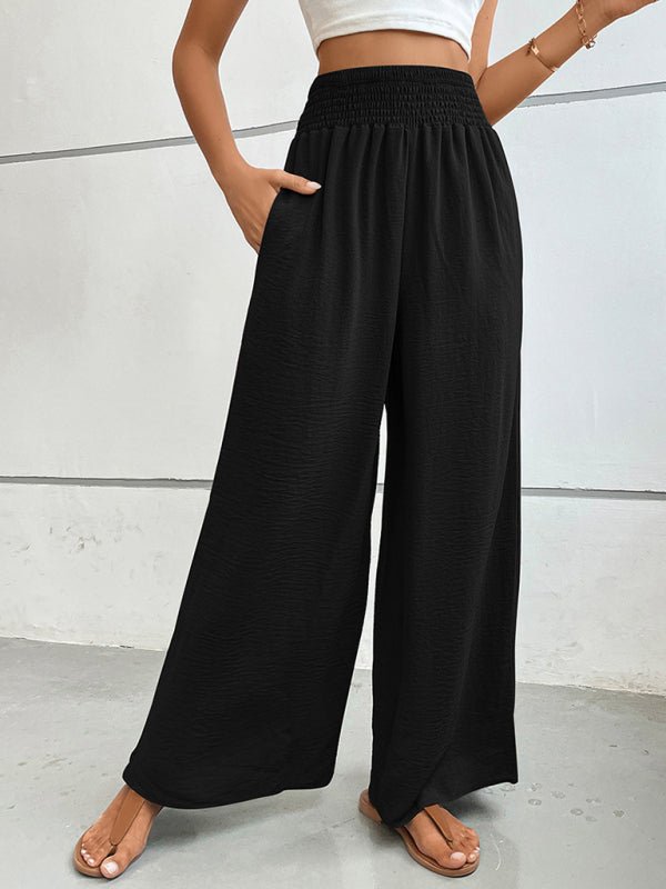 New casual solid color flared wide - leg pants - Bottoms