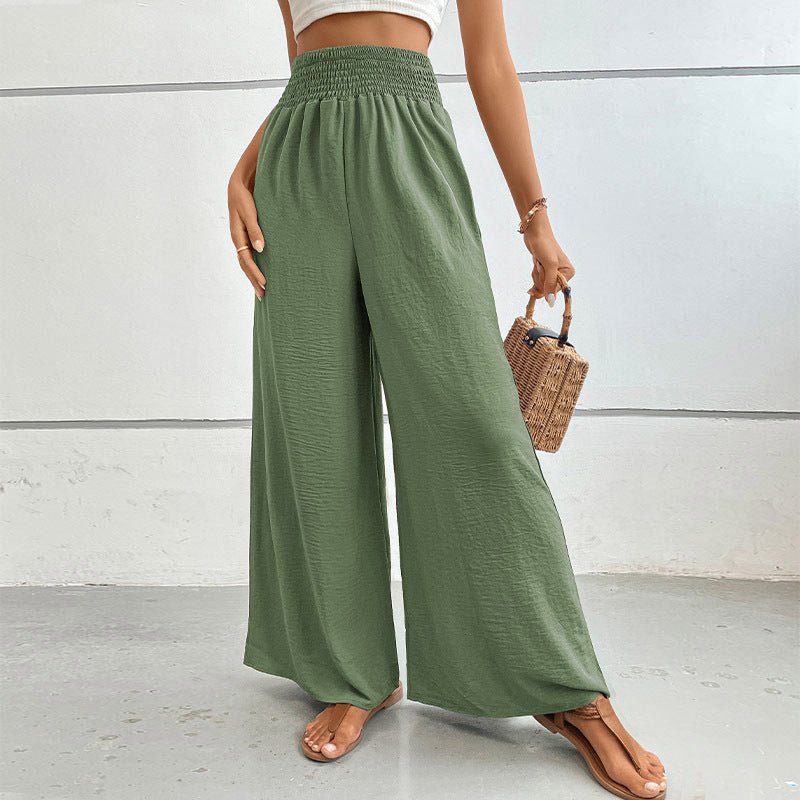 New casual solid color flared wide - leg pants - Bottoms