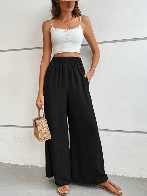 New casual solid color flared wide - leg pants - Bottoms