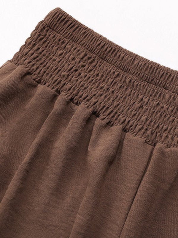 New casual solid color flared wide - leg pants - Bottoms