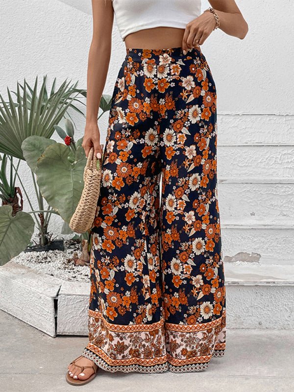 New floral fashion print wide - leg pants - Bottoms