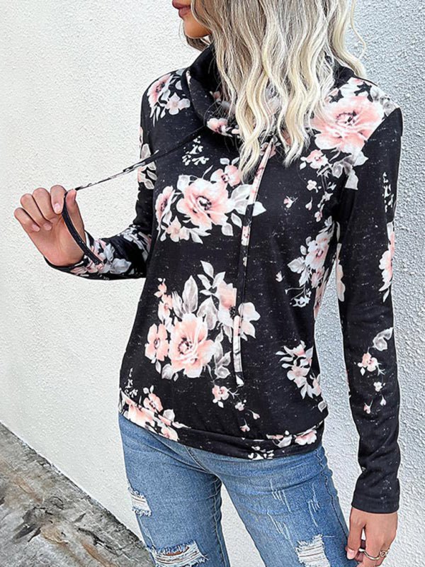 New Ladies Long Sleeve Floral Print Sweatshirt - Outerwear