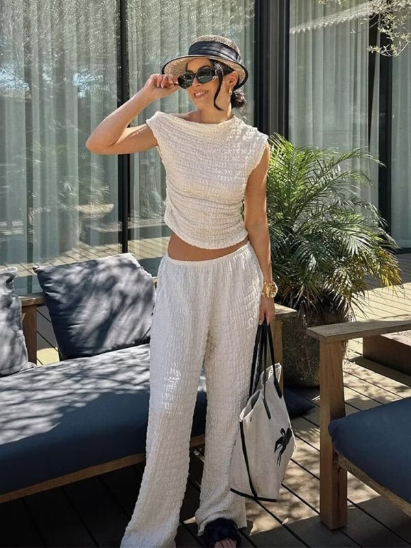 New Women's Asymmetric Top High Waist Pants Suit - Pant Suit