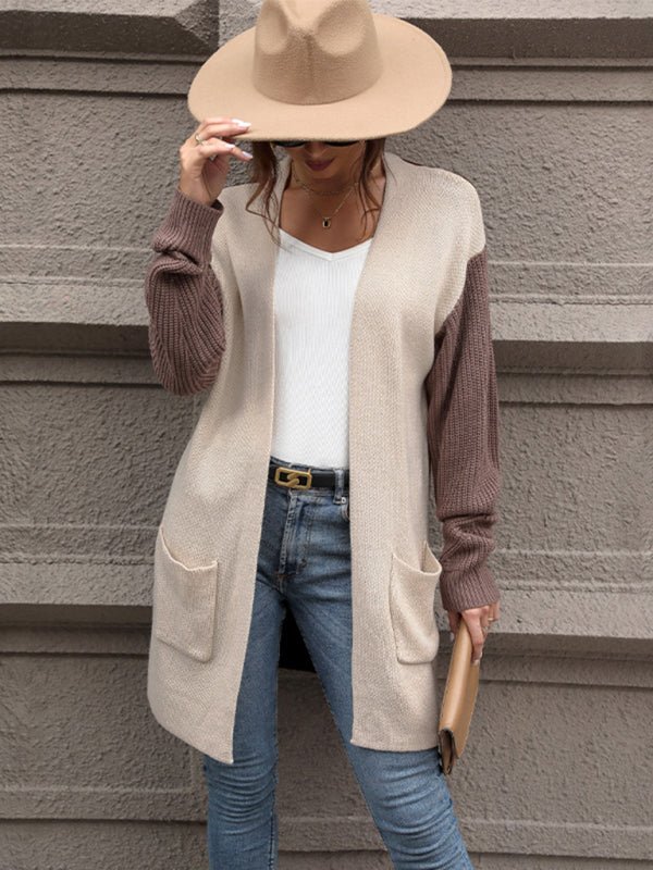 New women's color block sweater jacket - Outerwear