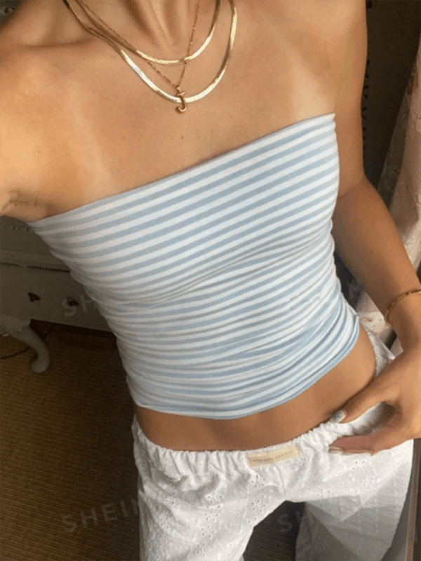 New women's fashionable striped off - shoulder tube top top - Top
