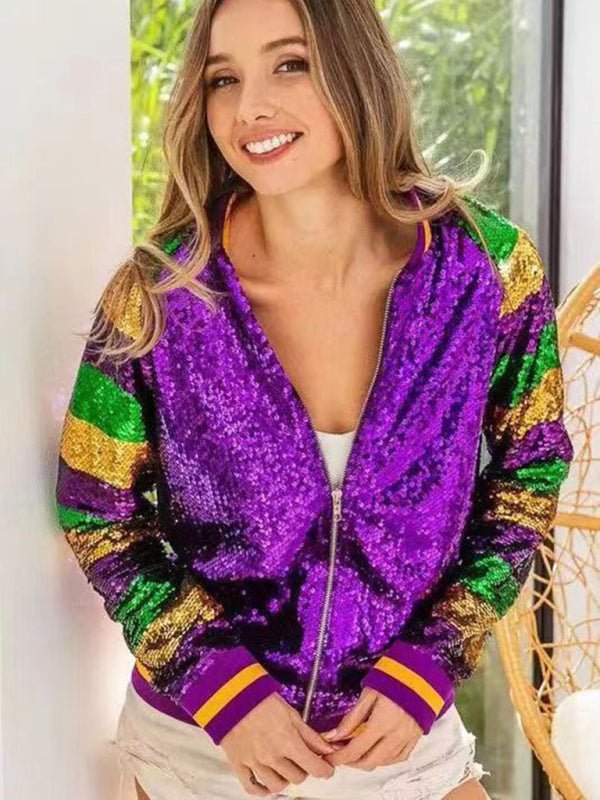 New women's sequined baseball jacket - Outerwear