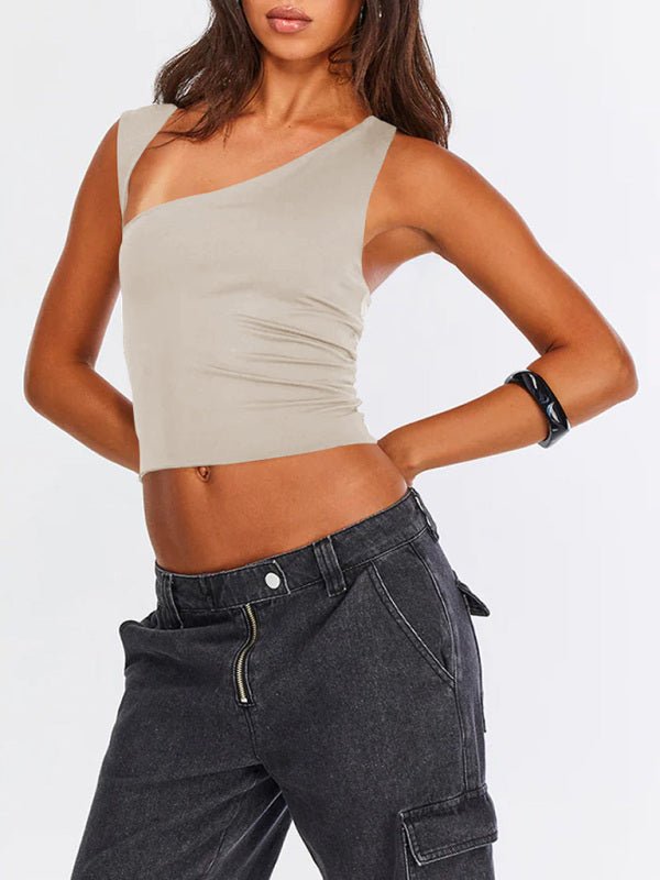New Y2K irregular neckline top sexy backless slim vest - Top