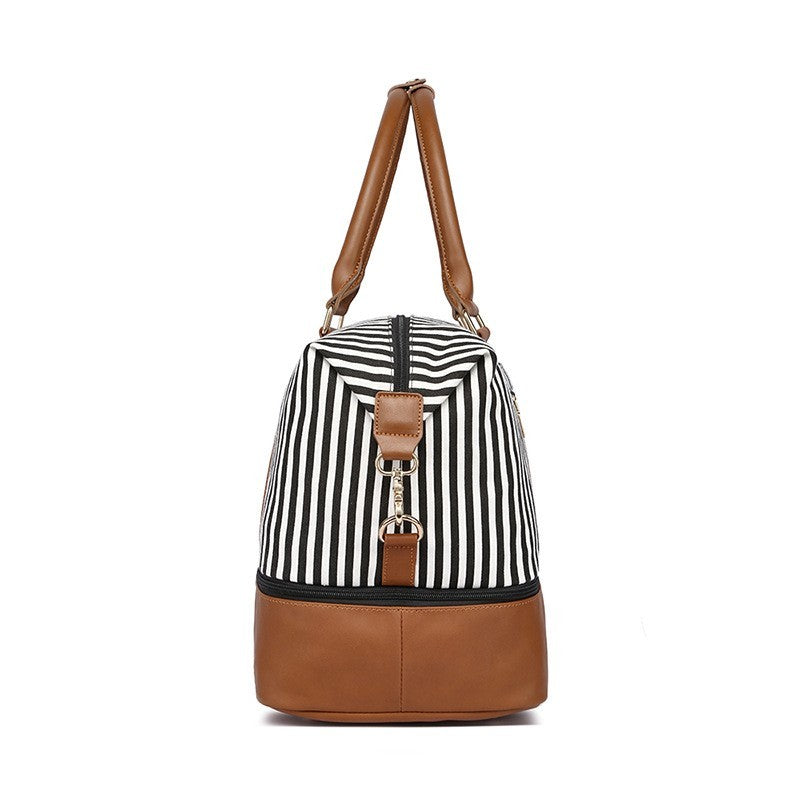 Women's Hand-carrying Travel Bag Striped Canvas