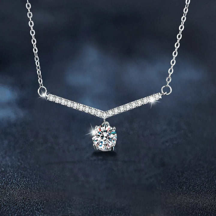 1 Carat Moissanite Sterling Silver Necklace - 