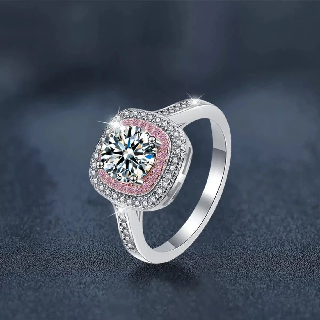 1 Carat Moissanite Sterling Silver Ring - 