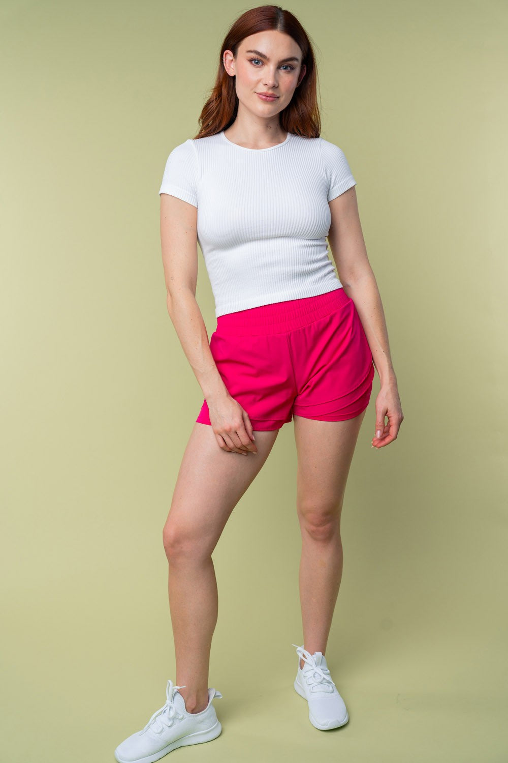 White Birch Full Size High Waisted Knit Shorts