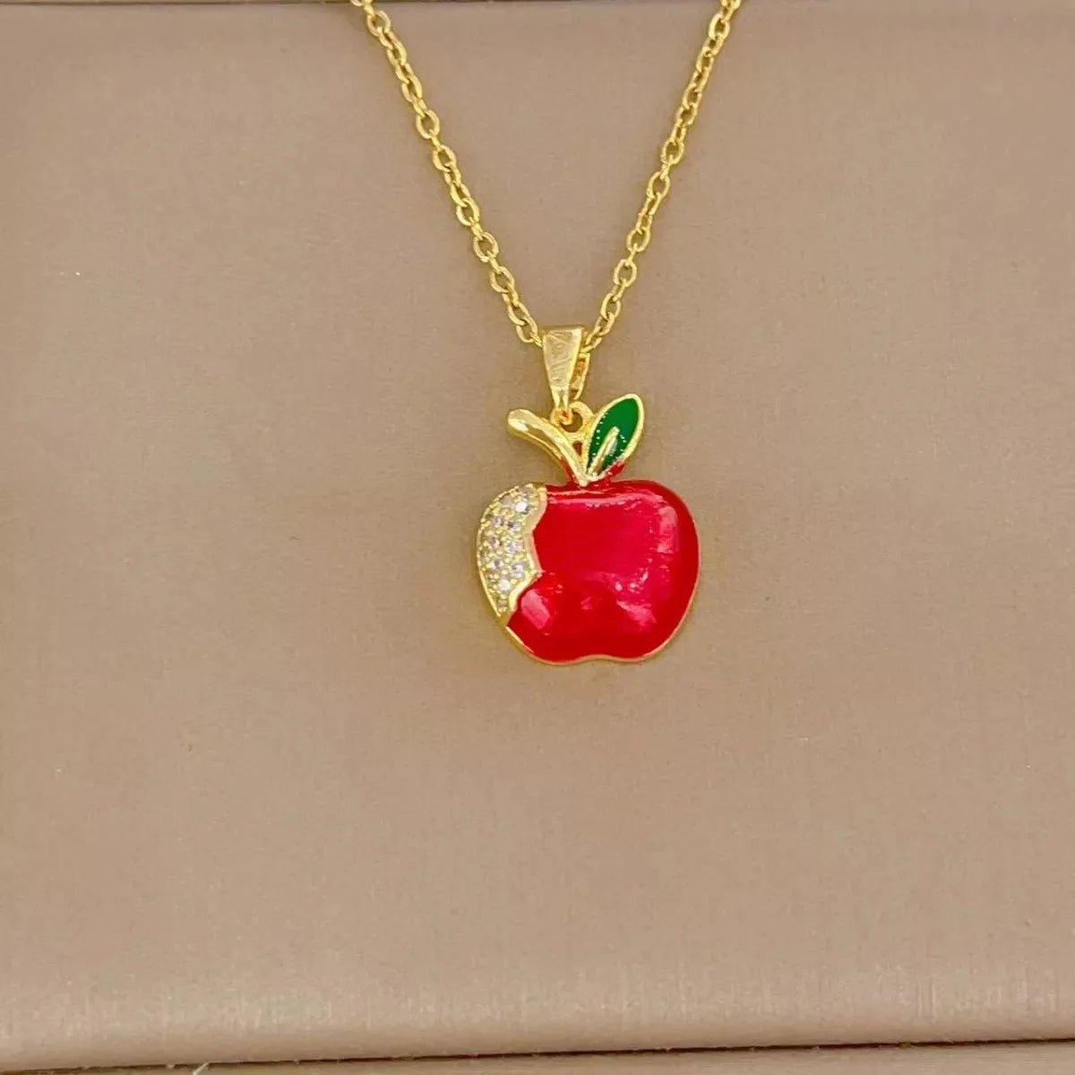 18K Gold - Plated Apple Necklace - 
