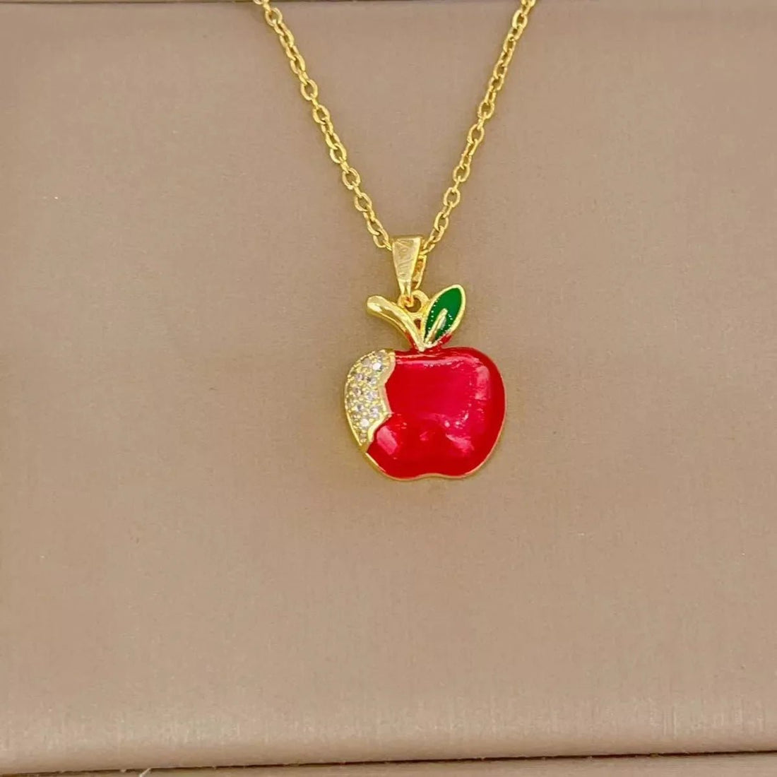 18K Gold - Plated Apple Necklace - 