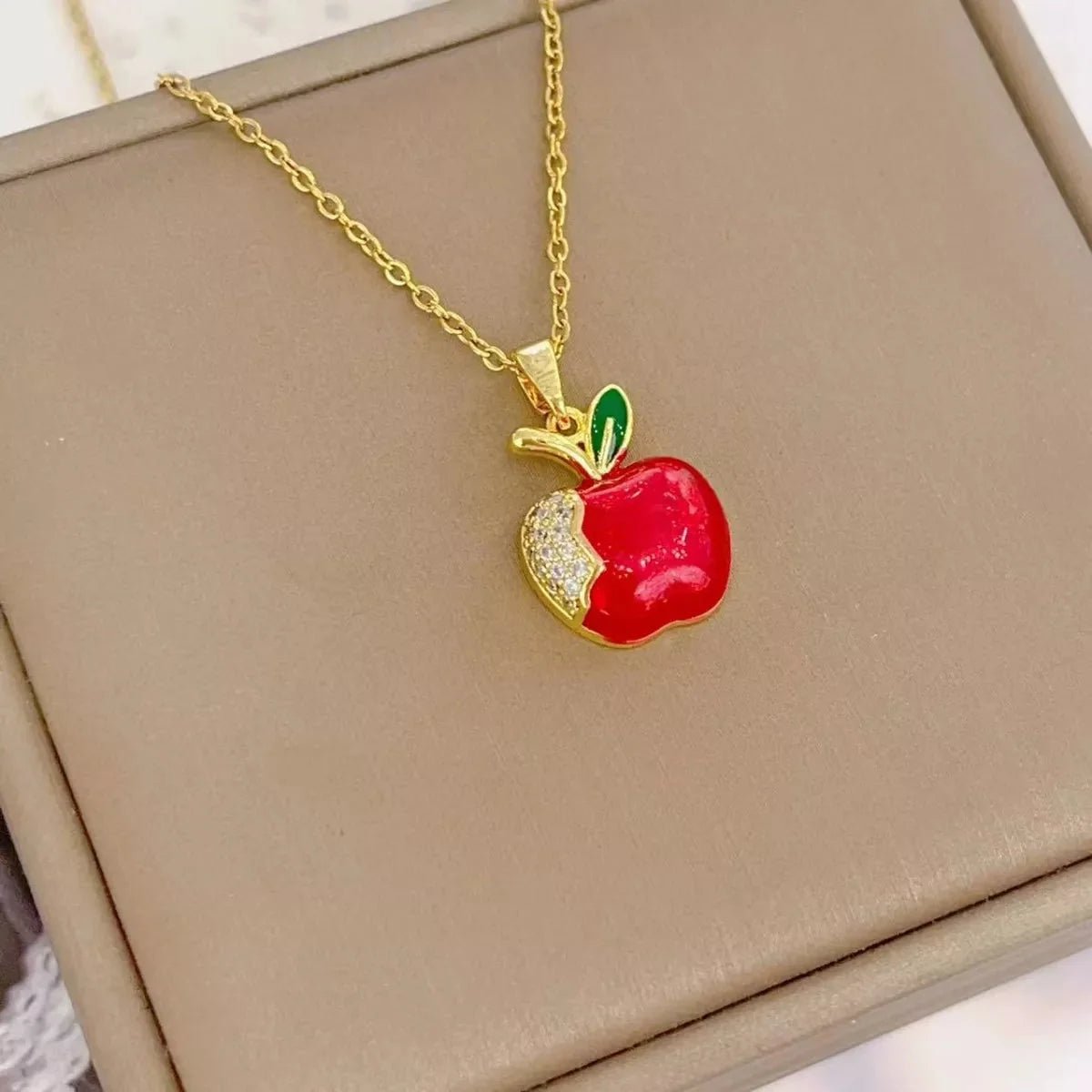 18K Gold - Plated Apple Necklace - 