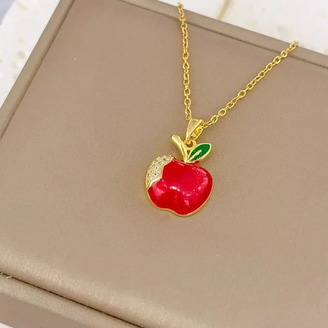 18K Gold - Plated Apple Necklace - 
