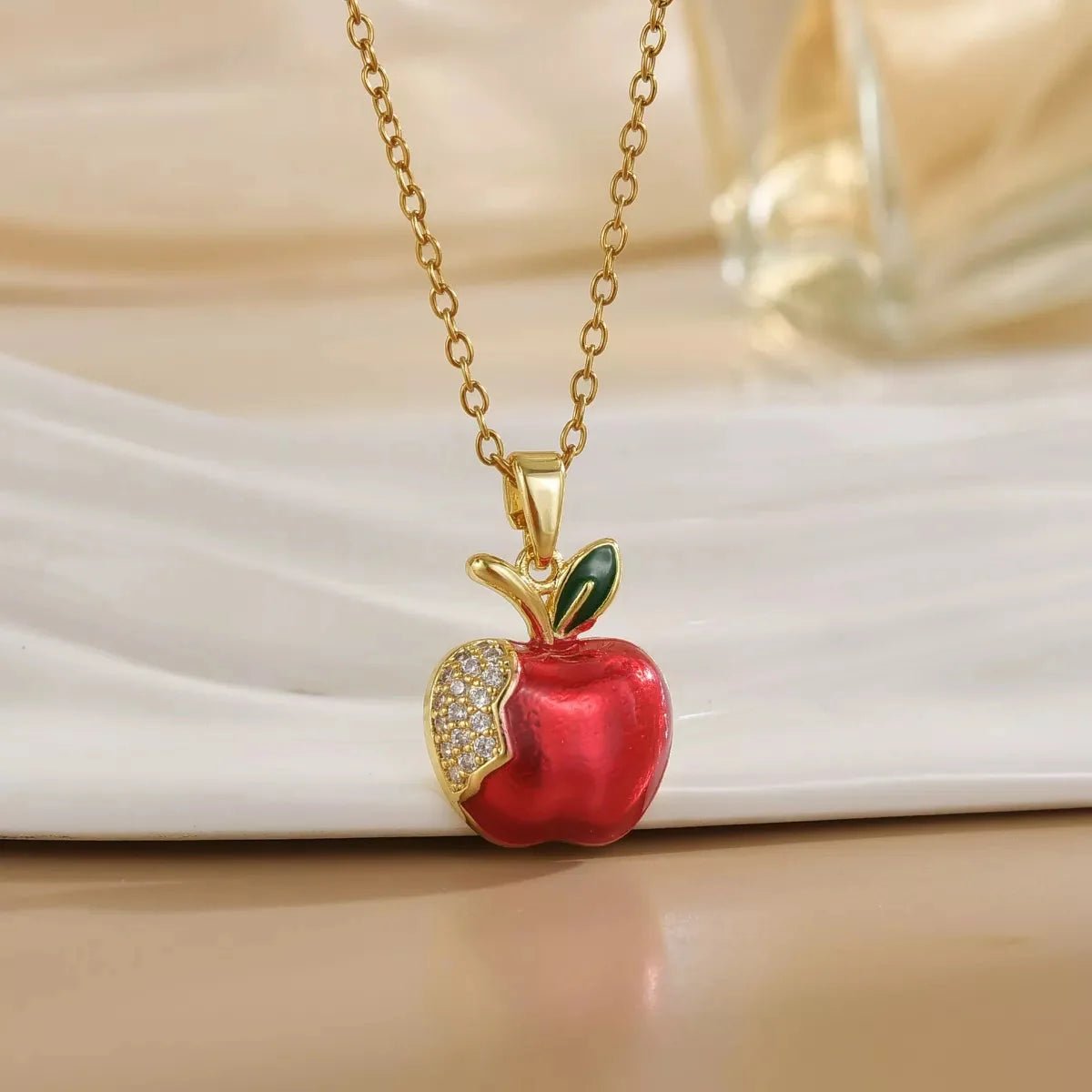 18K Gold - Plated Apple Necklace - 