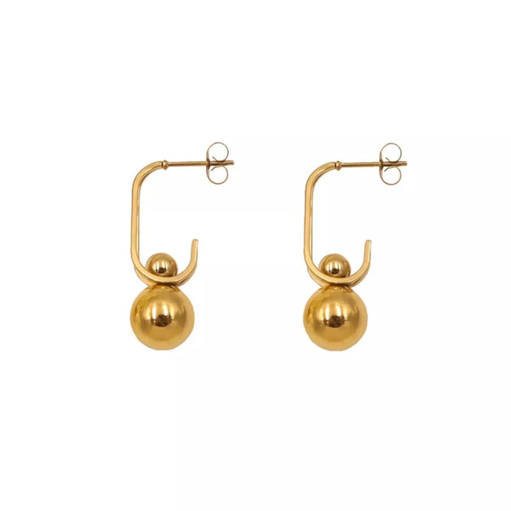 18K Gold Plated Ball Drop Earrings - 