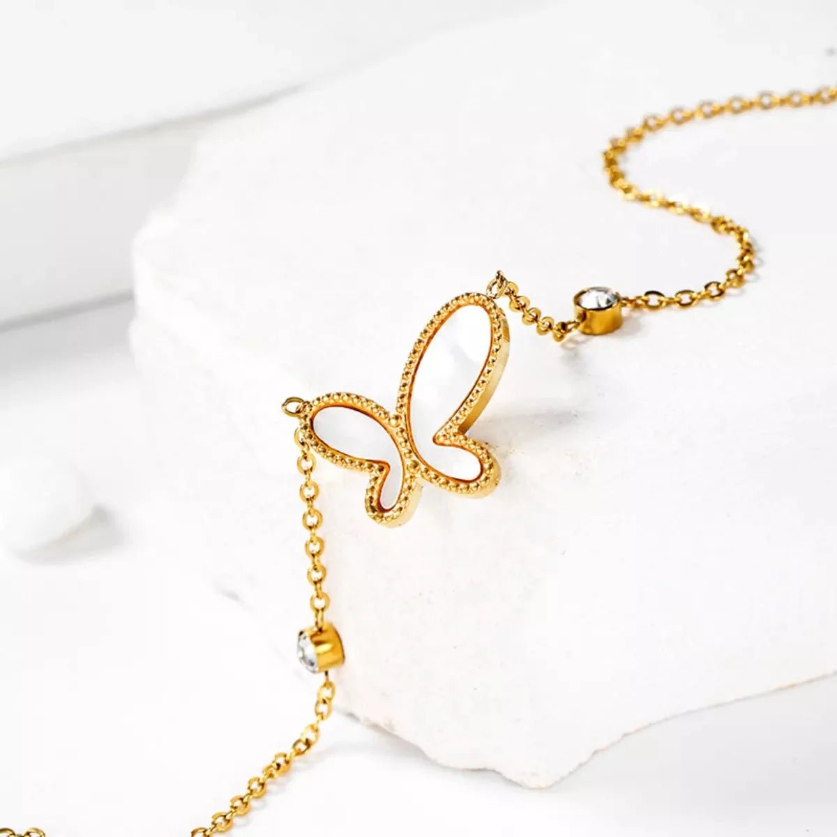 18K Gold - Plated Butterfly Necklace - 
