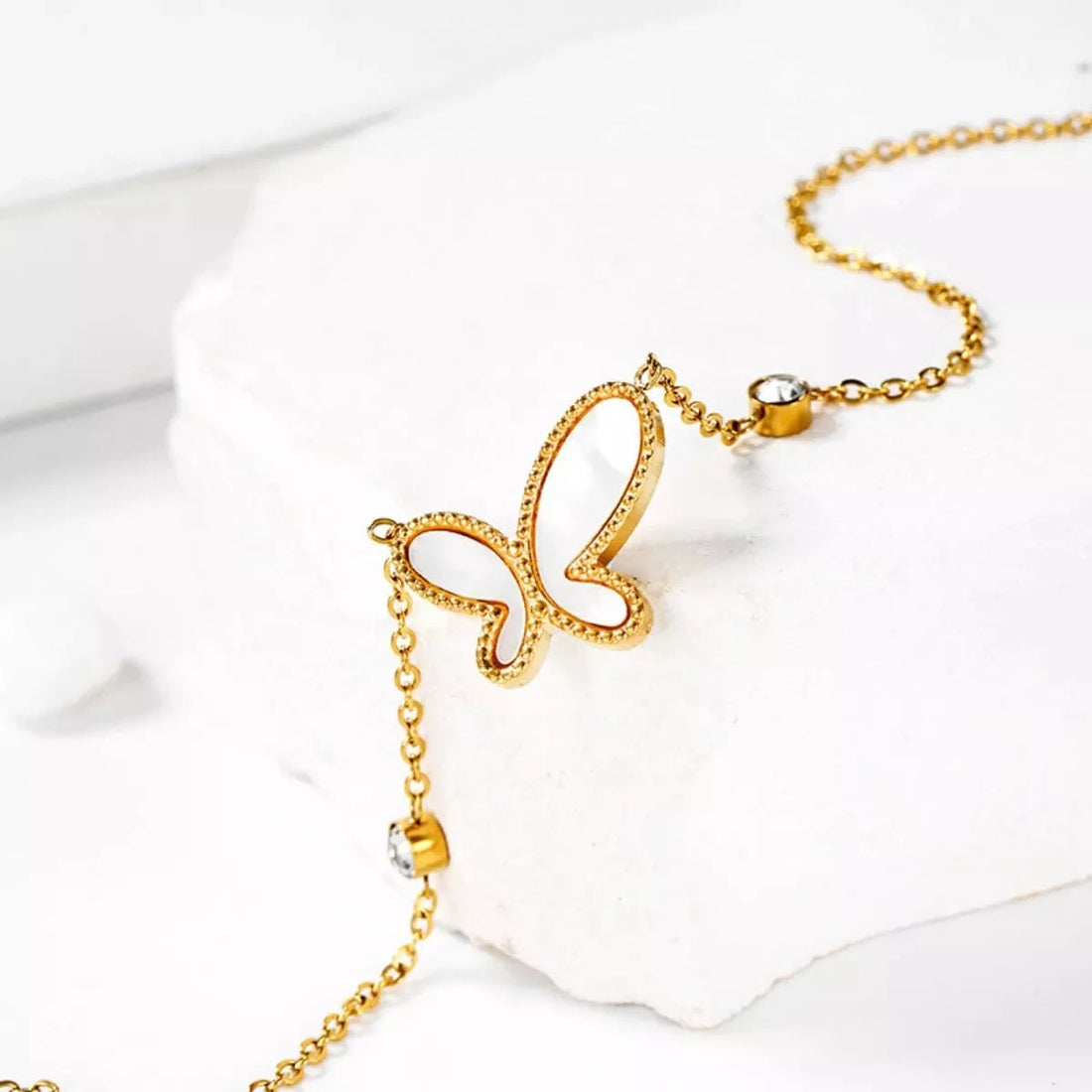 18K Gold - Plated Butterfly Necklace - 