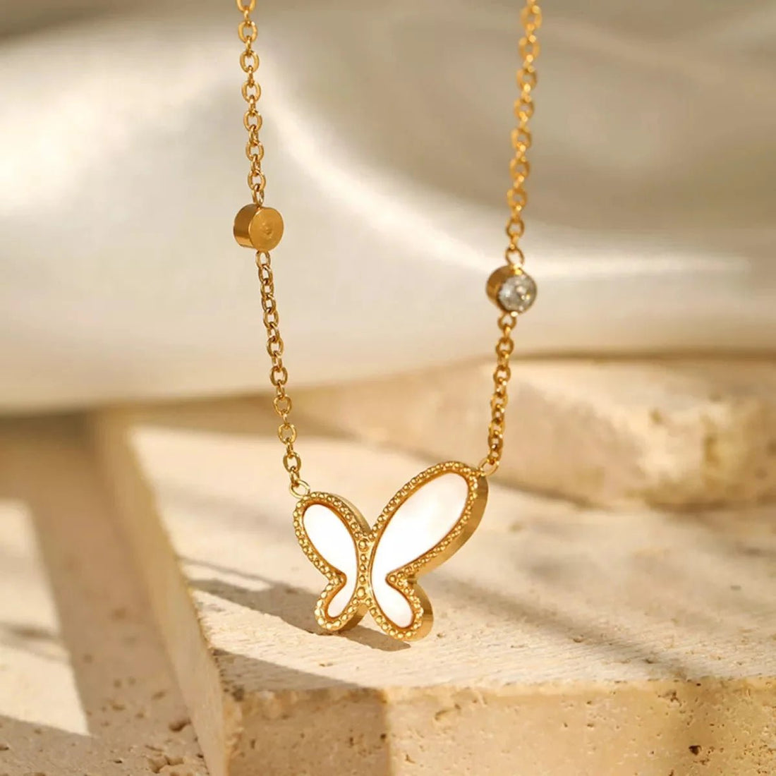 18K Gold - Plated Butterfly Necklace - 