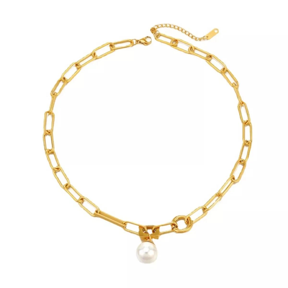 18K Gold - Plated Chain Pearl Necklace - 