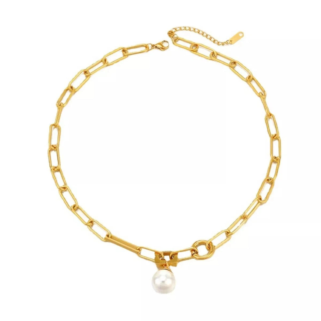 18K Gold - Plated Chain Pearl Necklace - 