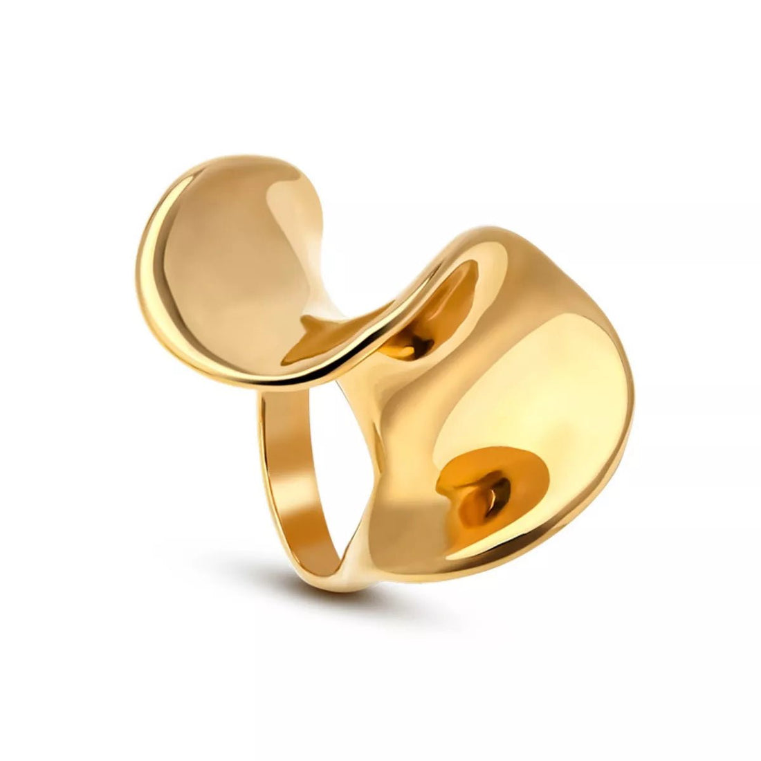 18K Gold - Plated Copper Geometric Sculptural Ring - 