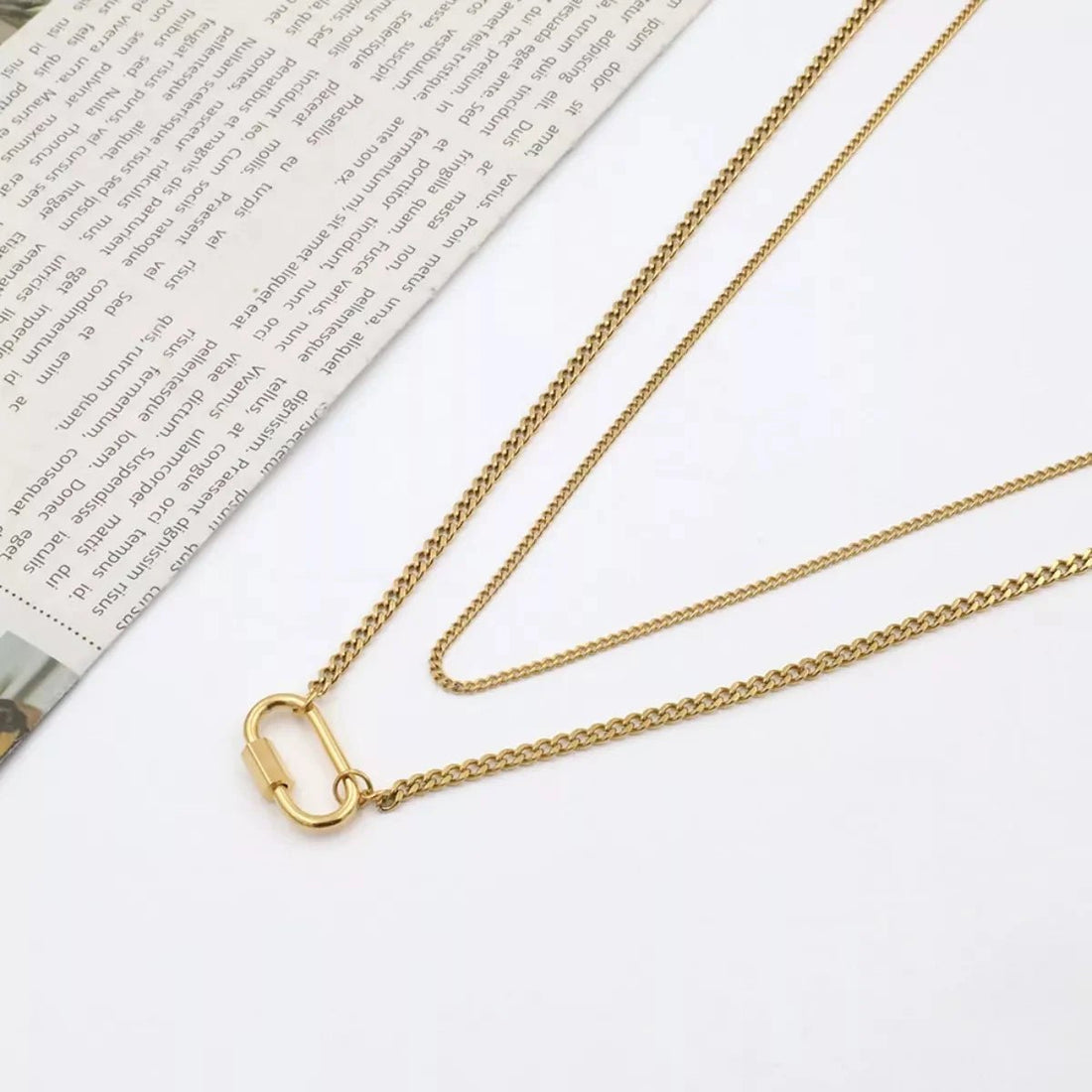 18K Gold - Plated Double Layered Necklace - Necklace