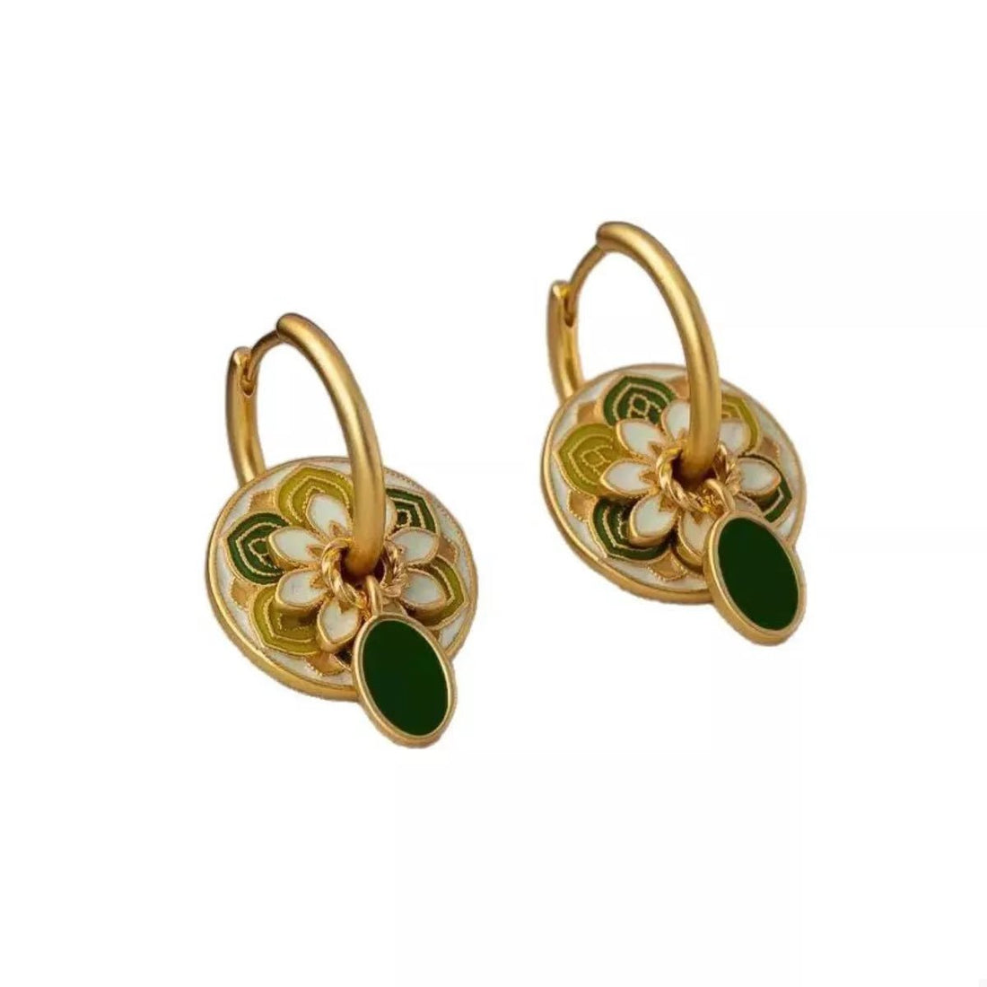 18K Gold - Plated Flower Hoop Earrings - 