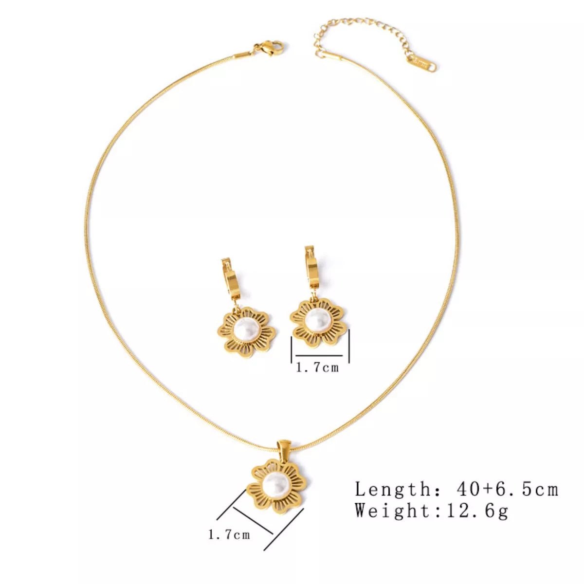 18K Gold - Plated Flower Jewelry Set - 