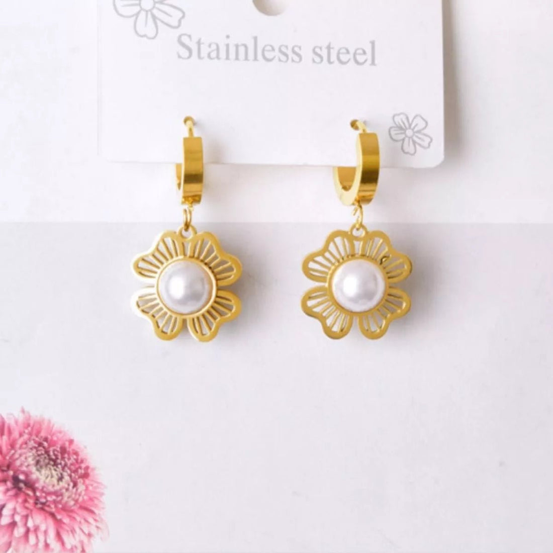 18K Gold - Plated Flower Jewelry Set - 