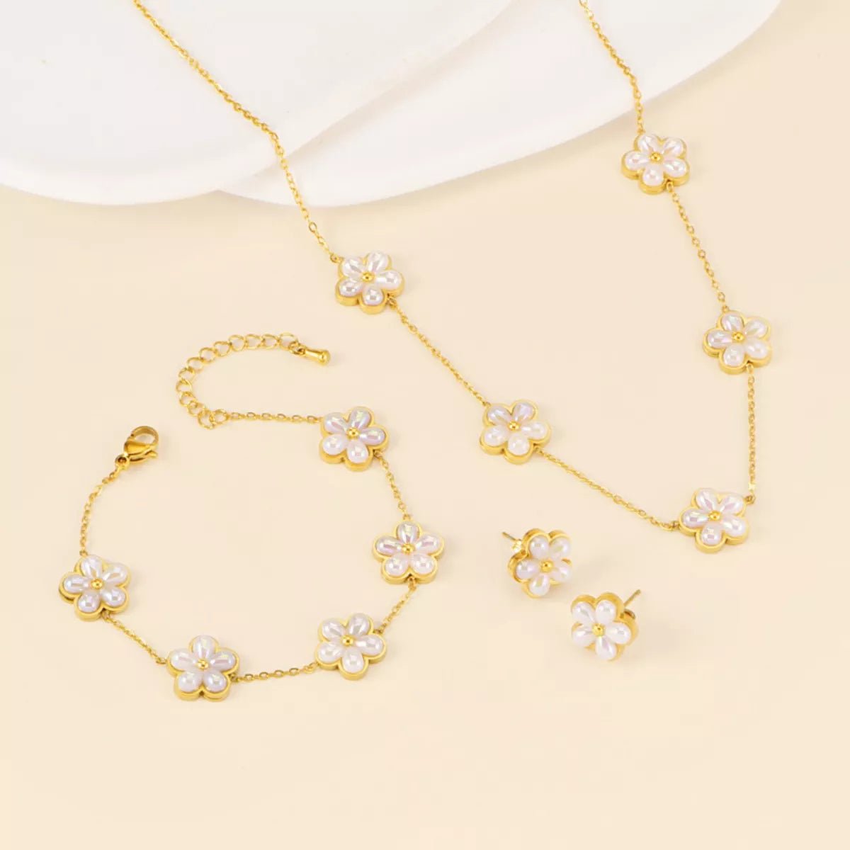 18K Gold - Plated Flower Jewelry Set - 